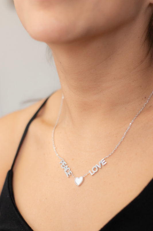 Peace And Love Stainless Steel  Necklace.