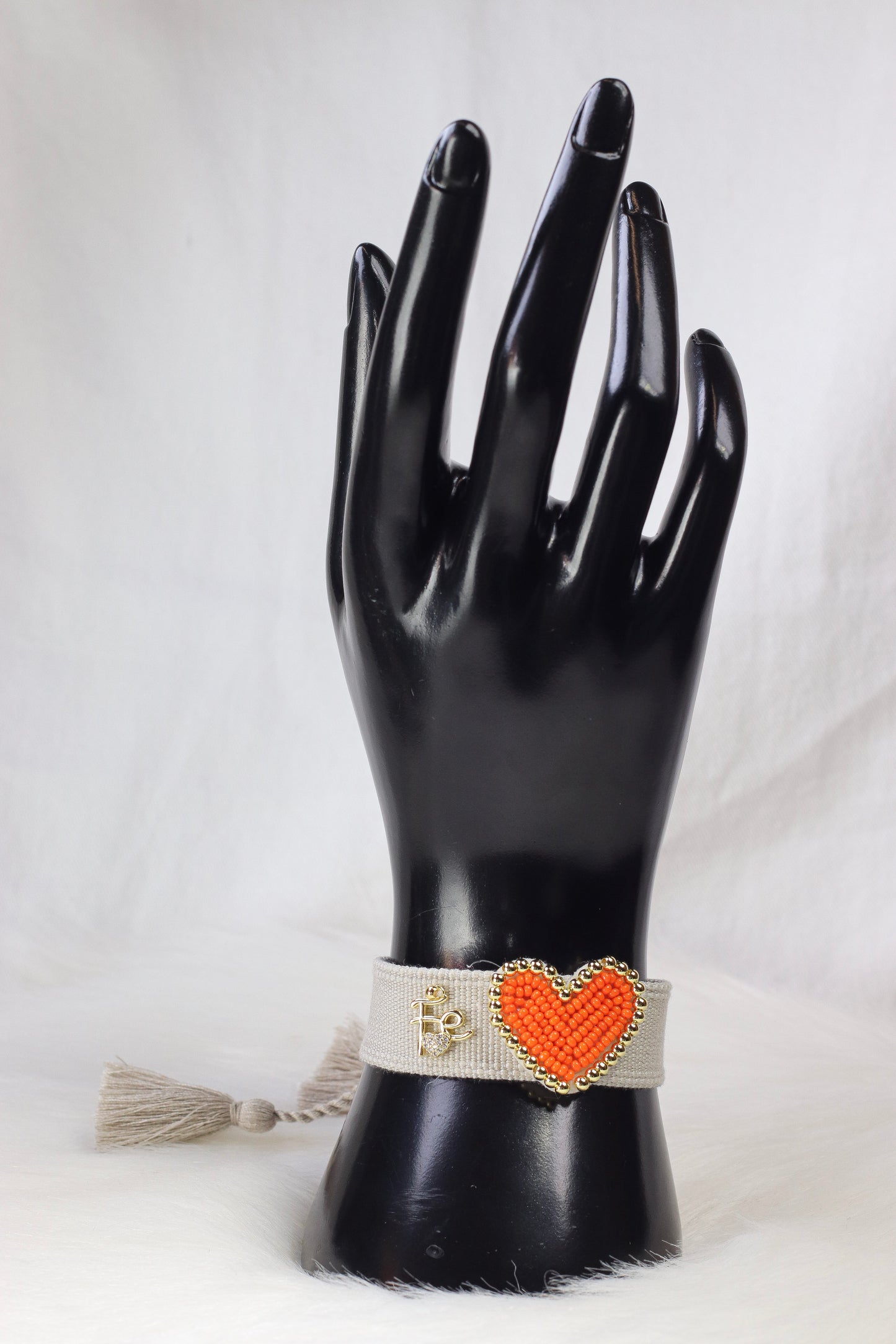 Heart Shape Copper Beaded Knitting  Valentine's Day Wristband.