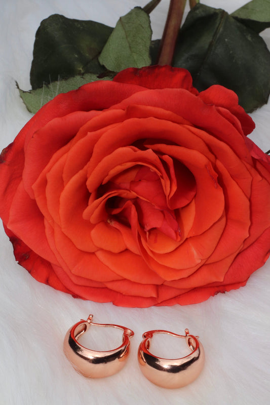 Rose Gold Plated Brass Thick Small Hoop Earrings.