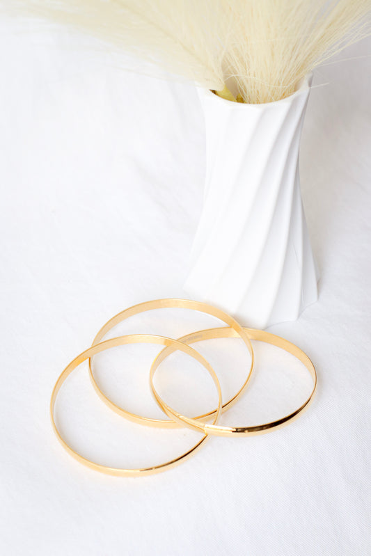Aura Real 18K Gold Plated Stainless Steel 3 Connected Bangles.