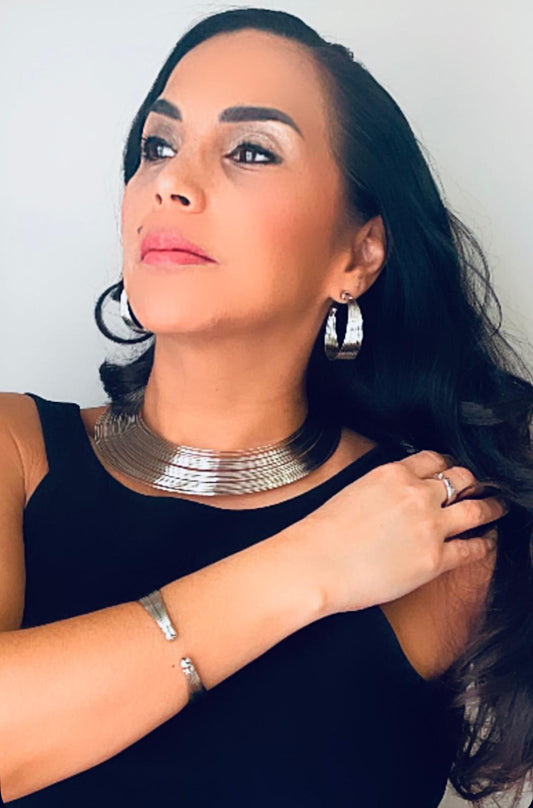 Streetwear Geometric Alloy, Woman Silver Jewelry 4 Pieces Set.