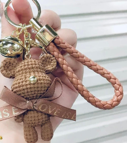 Always With You Cute Brown Bear Resin Metal Keychain.