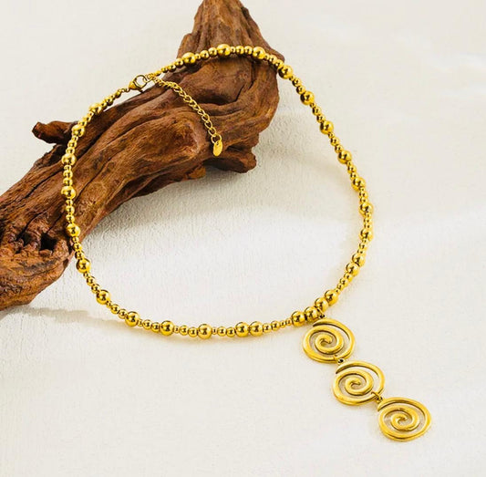 Aurora Band Stainless Steel 18K Gold Necklace.