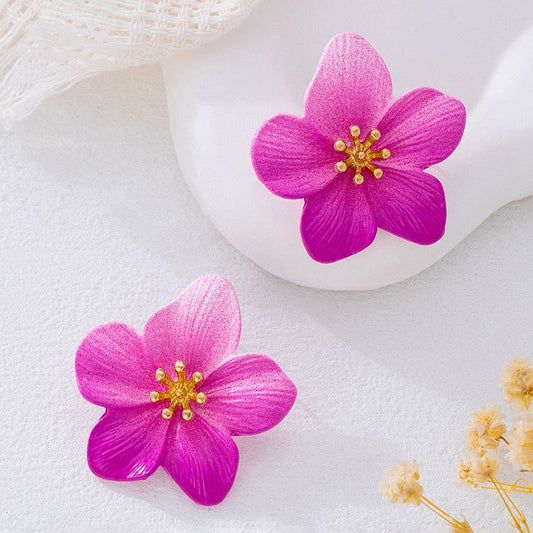 Petal Kiss Pink Rose Earrings
