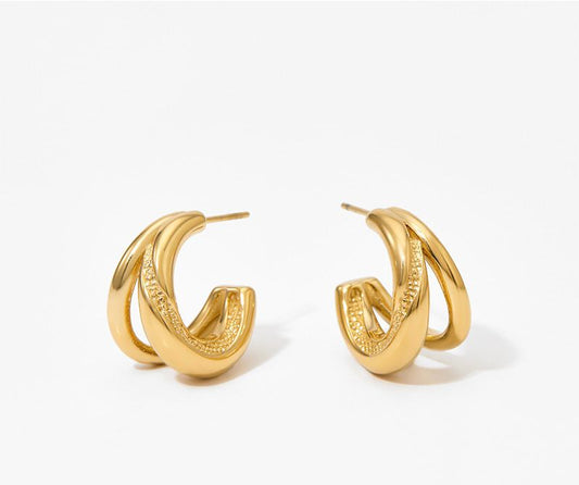 Halo Hoops Stainless Steel 18K Gold Plated Earrings.