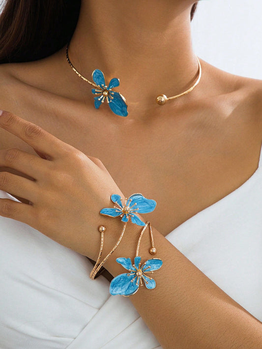 Ocean Mist 18K Gold Plated Necklace and Bracelet Set