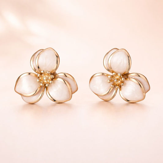 Ivory Blossom 18K Gold Plated Earrings