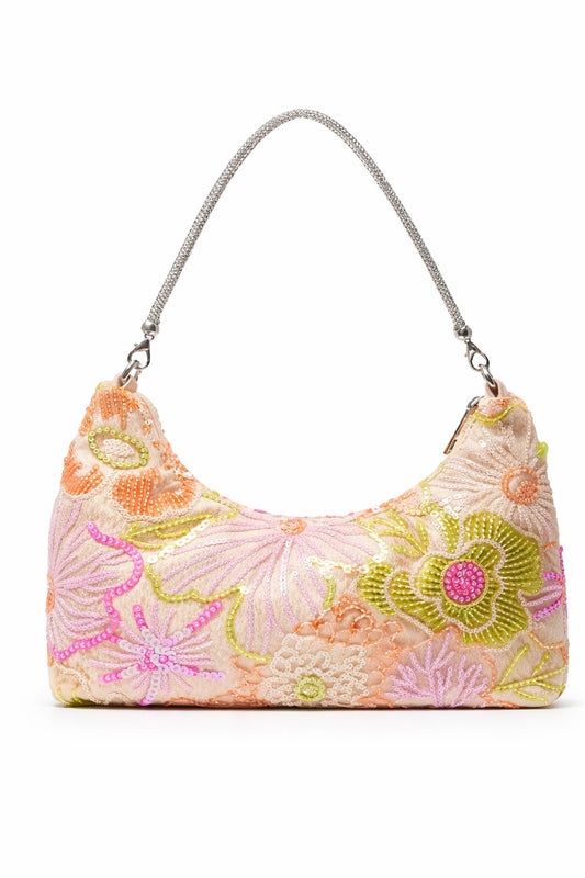Sequined Floral Embroidered Handbag