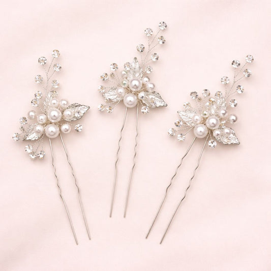 Aurora White 3 Pcs Hair Pin