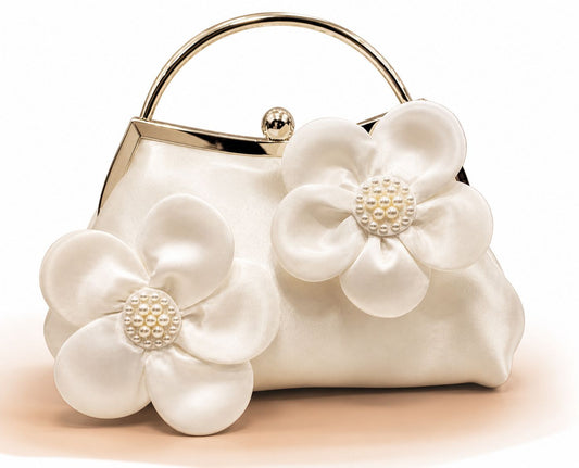 Camellia Charm Clutch White Purse