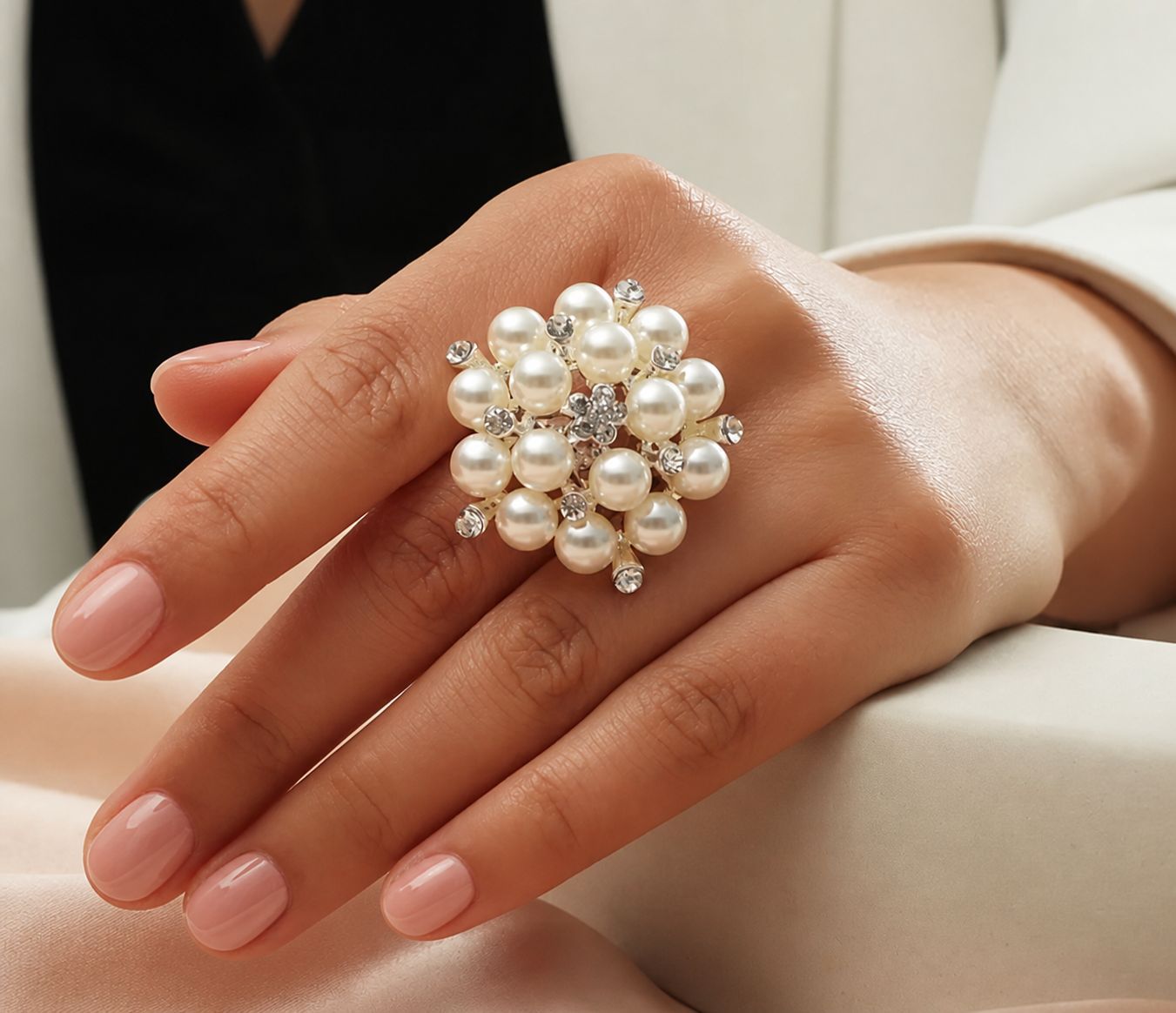 Velour Pearl Open Ring