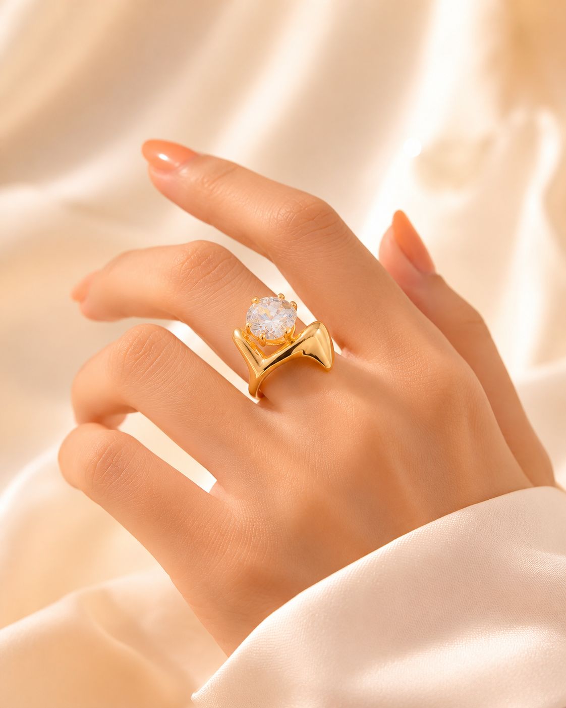 Elegant Glam Stainless Steel Geometric Ring