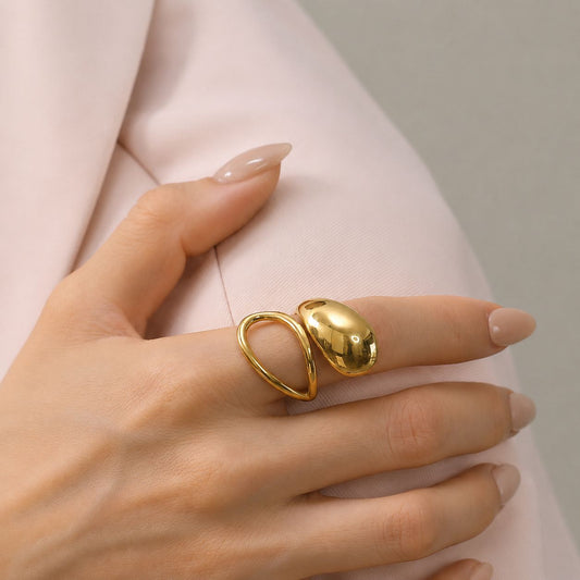 Poder Latina Stainless Steel Asymmetrical  Ring