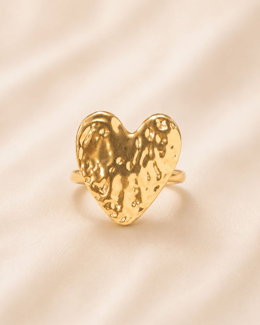 Stainless Steel 18K Gold Plated Elegant Glam Plating Heart Shape Ring.
