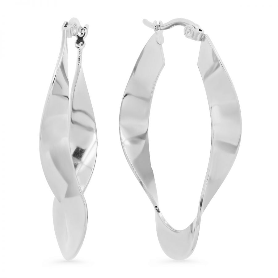 France's 18K Gold Plated Stainless Steel  Wavy Hoop Earrings
