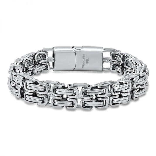 Men's Axis Stainless Steel Double Byzantine Link Bracelet