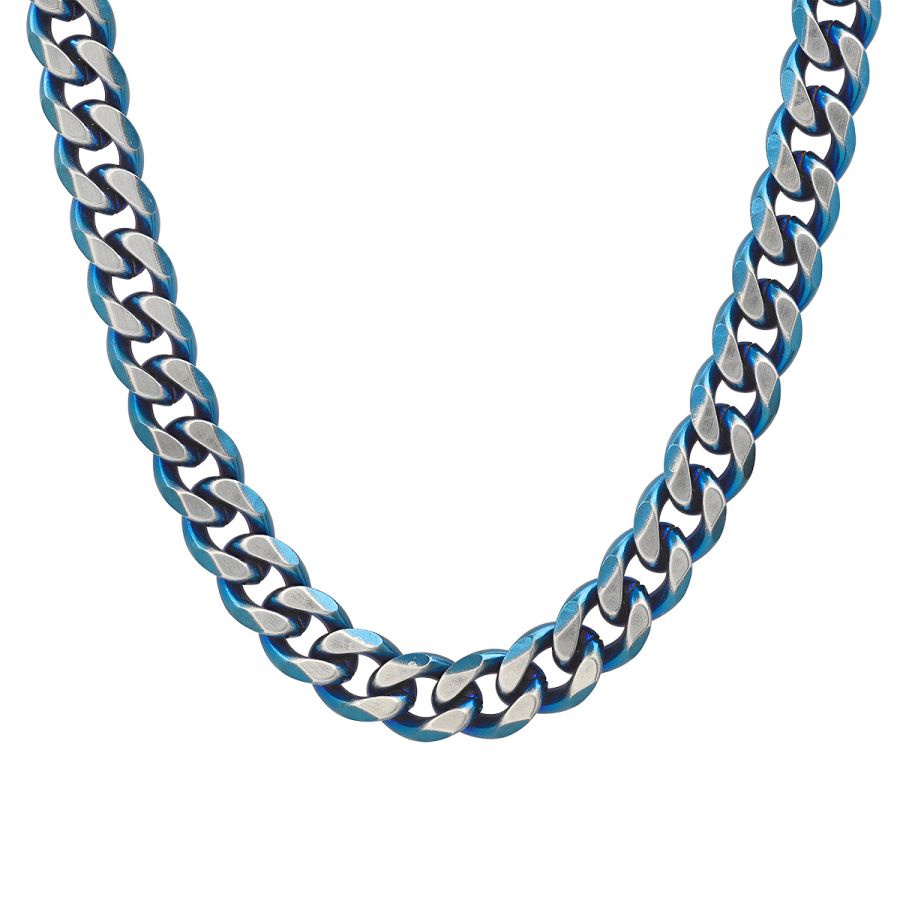 Alpha Force Two Tone Stainless Steel Cuban Link Chain Necklace