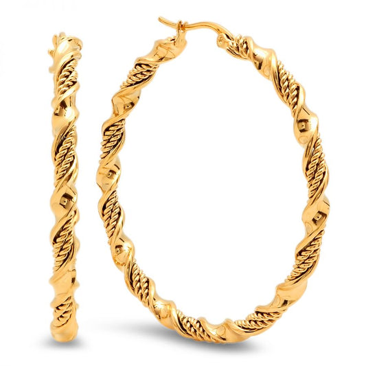 Minimalist Gold Plated Stainless Steel Twist Hoop Earrings