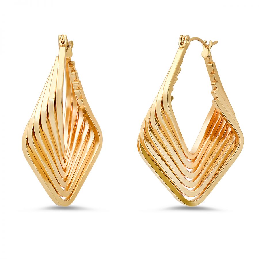 Geometric Twist Gold Plated Stainless  Steel Hoop Earrings.