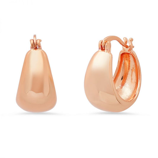 18K Rose Gold Plated Brass Thick Small Hoop Earrings.