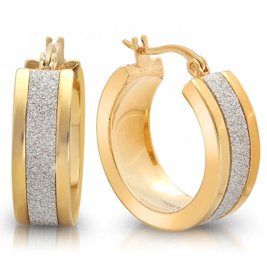 Timeless Treasure Gold Plated 18K  Stainless Steel Glitter Huggies Earrings