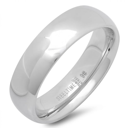 Stainless Steel Wide Wedding Band 6MM  Ring