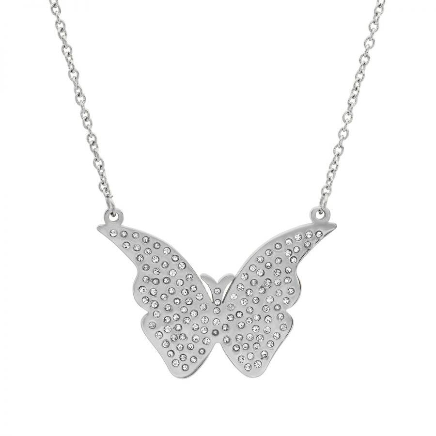 Butterfly Necklace Stainless Steel Simulated Diamond.
