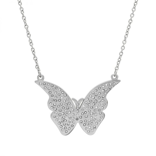 Butterfly Necklace Stainless Steel Simulated Diamond.