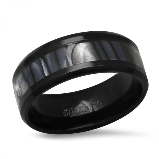 Zen Harmony Stainless Steel Black & Grey IP Ring