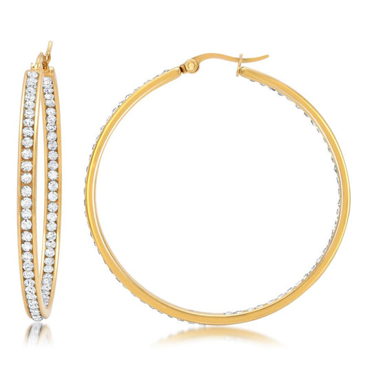 Sculpted Gold Plated Stainless Steel Hoop Earrings
