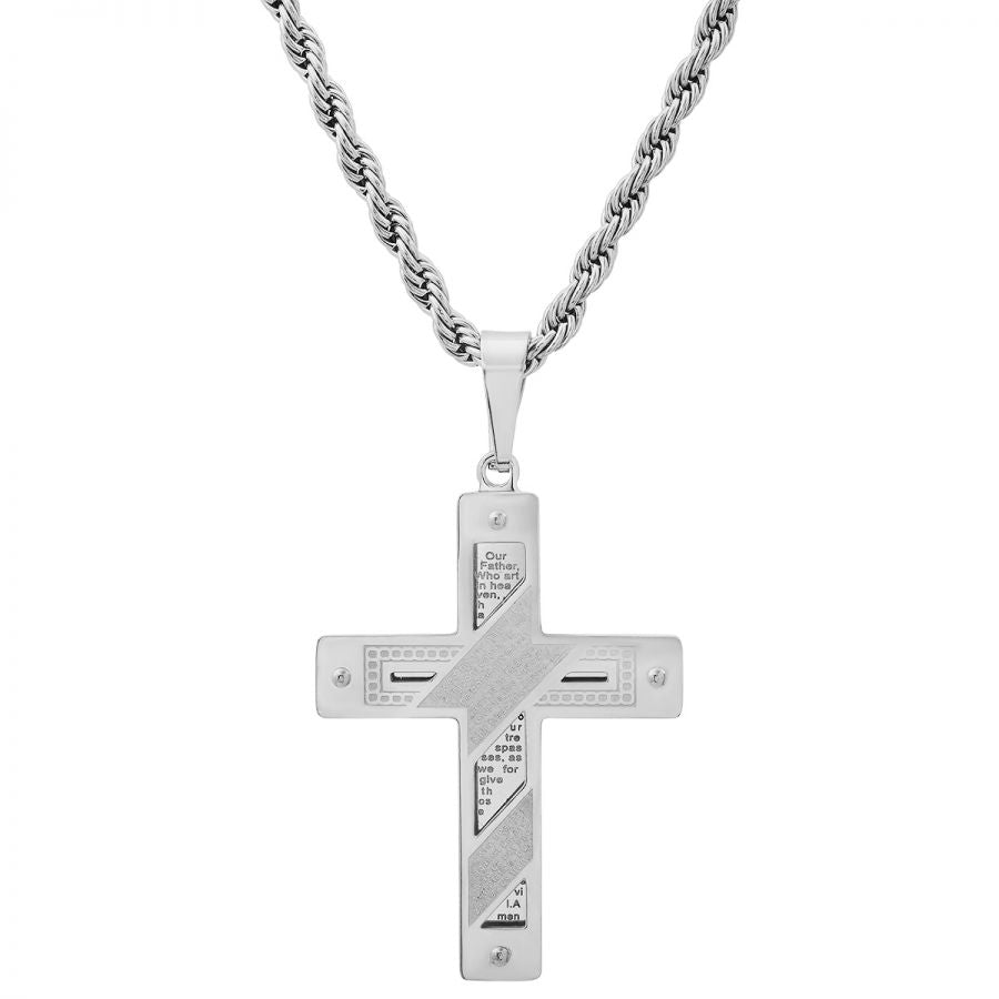 The Lords Prayer Stainless Steel Cross Pendant