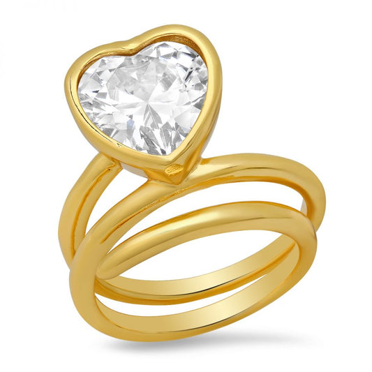 Lucrecia's 18k Gold Plated  Stainless Steel Heart Shaped Twisted Ring