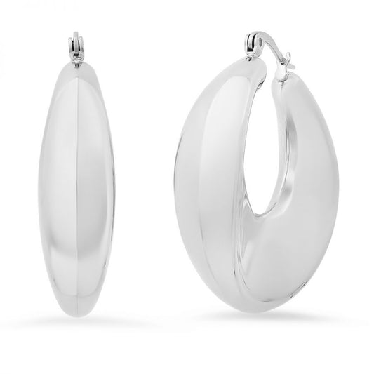Sandra's Chunky Tube Stainless Steel Hoops Earrings.
