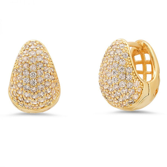 Valore 18k Gold Plated Brass and sSimulated Diamonds Huggies Earrings