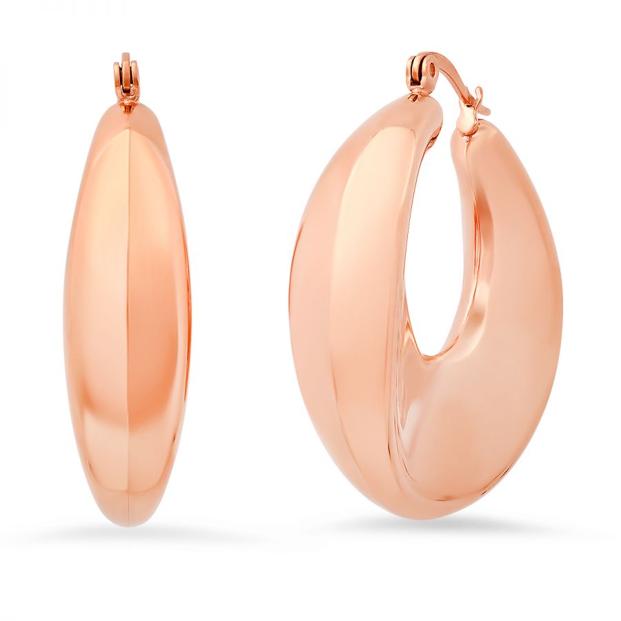 Sandra's Chunky Rose Tube Stainless Steel Hoops Earrings.
