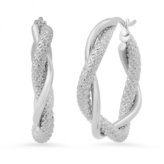 Majestic Marvel Stainless Steel Twisted Double Hoop Earrings.