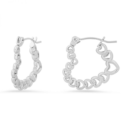 Heart Link Stainless Steel Hoops Earrings.
