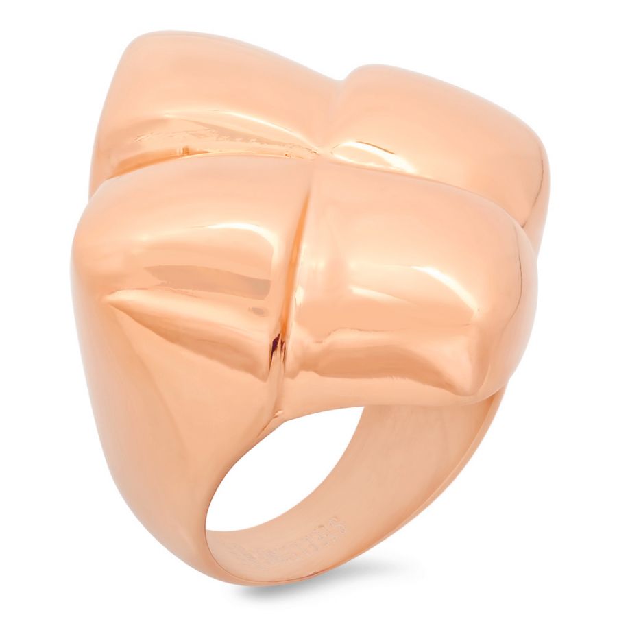Chunky Rose Stainless Steel Modern Ring.