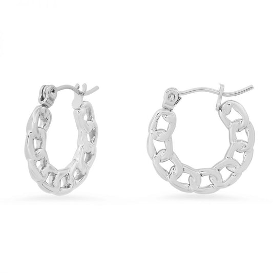 Vibe Cord Stainless Steel Cuban Link Chain Hoop Earrings