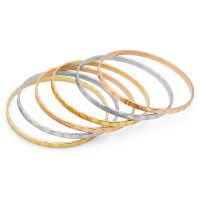 Stainless Steel Six Set of Tri-Tone Bracelets With Roman Numbers Accents