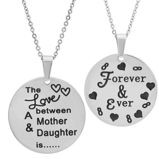 Heart to Heart Stainless Steel Round Pendant Necklace