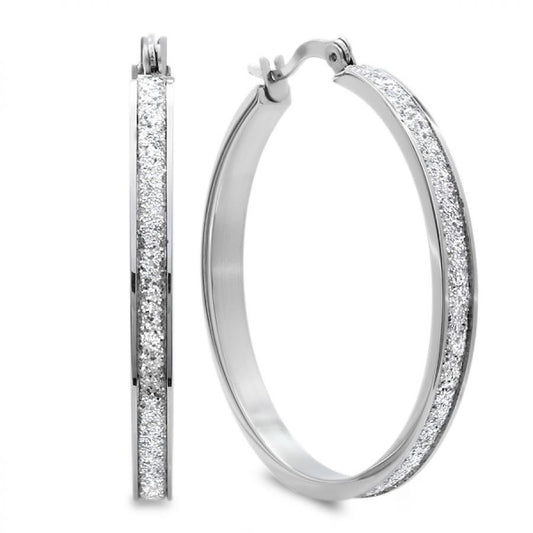 Onda Espejo Stainless Steel Hoop 40mm Earrings
