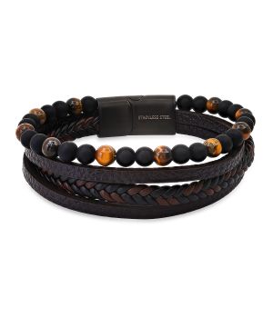 Men's Nomada Stainless Steel Magnetic Clasp Layered Bracelet