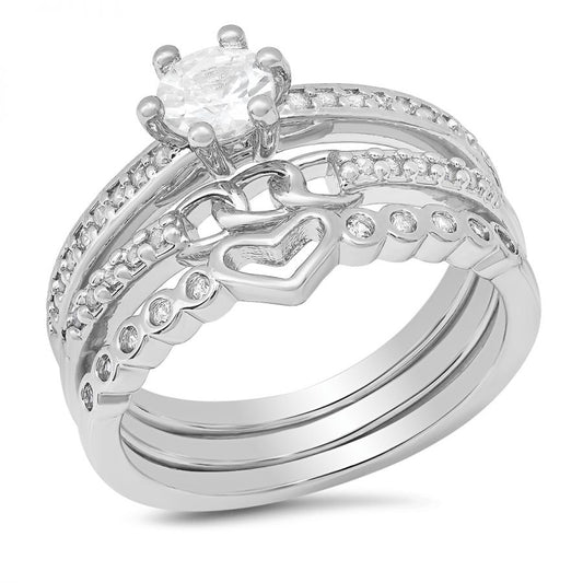 Naty's 18k Gold Plated Simulated  Diamonds Stackable 3pc Ring Set