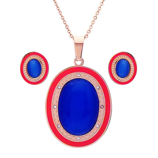 Eternal Grace Rose Gold Plated Stainless Steel Earring/ Pendant Set.